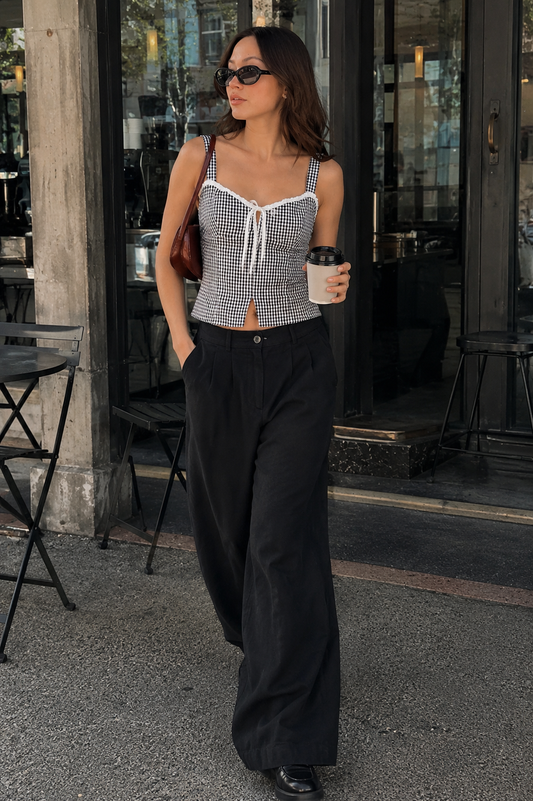 Piper | Gingham Tie Front Tank Top for Women in Playful Summer Style