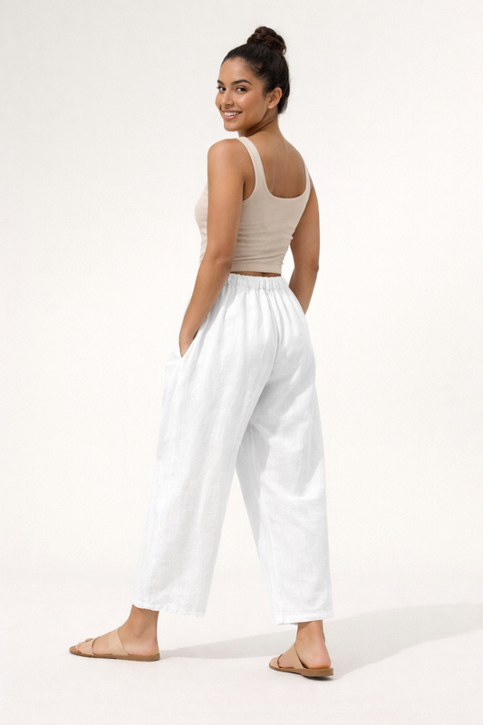 Sofia | Wide Leg Drawstring Linen Pants for Women in Relaxed Summer Style