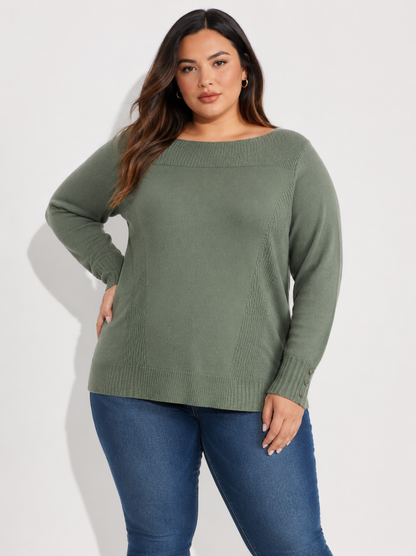 Adeline | Plus Size Long Sleeve Tunic Top with Button Cuffs
