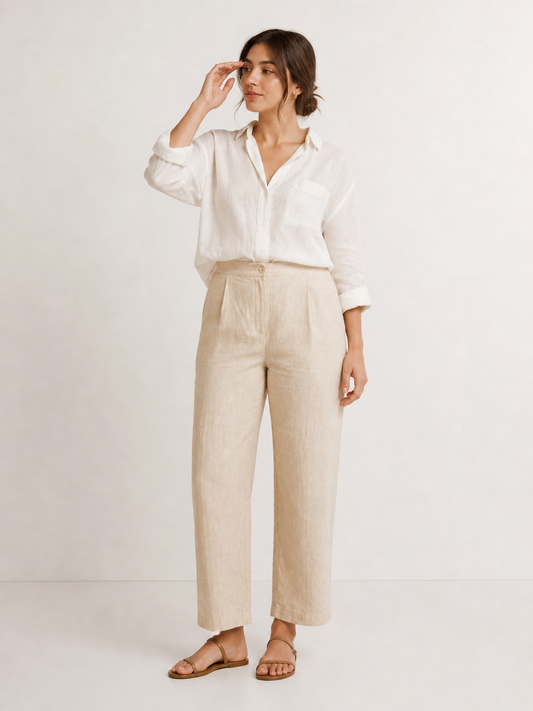 Amelia | Plus Size Linen Blend Straight Leg Pants for Smart Casual Looks