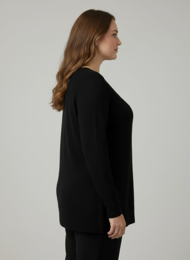 Lenora | Plus Size Button Cuff Tunic Top in Ribbed Knit