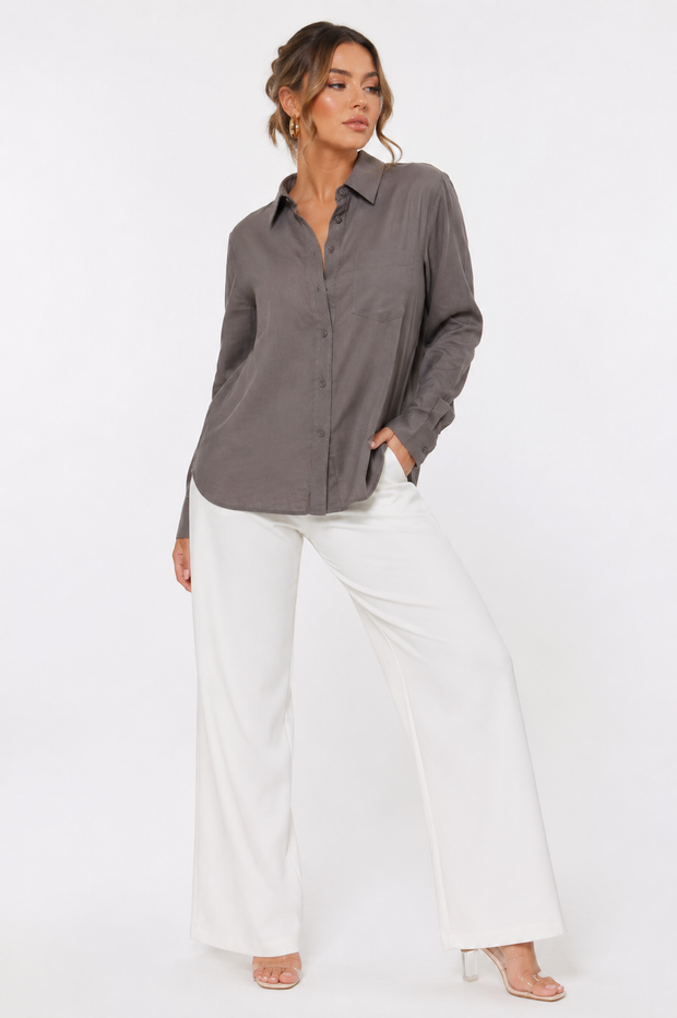 Claire | Long Sleeve Linen Blend Shirt for Women in Relaxed Everyday Style