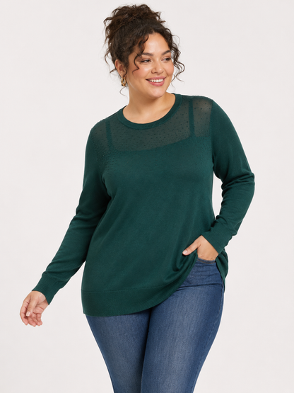 Emily | Plus Size Shimmer Knit Tunic Top with Round Neckline
