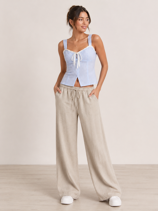 Grace | Gingham Tie Front Tank Top for Women in Relaxed Summer Style