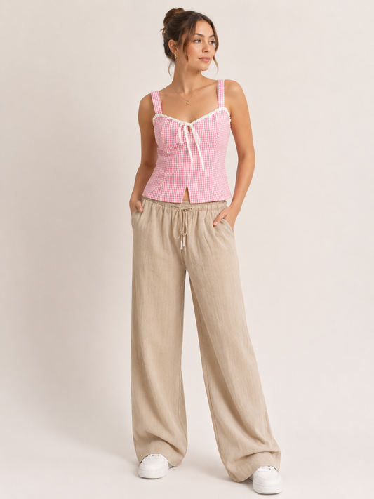 Hailey | Gingham Tie Front Tank Top for Women in Effortless Everyday Style