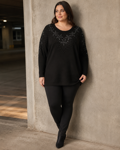Jessica | Plus Size Embellished Knit Tunic Top