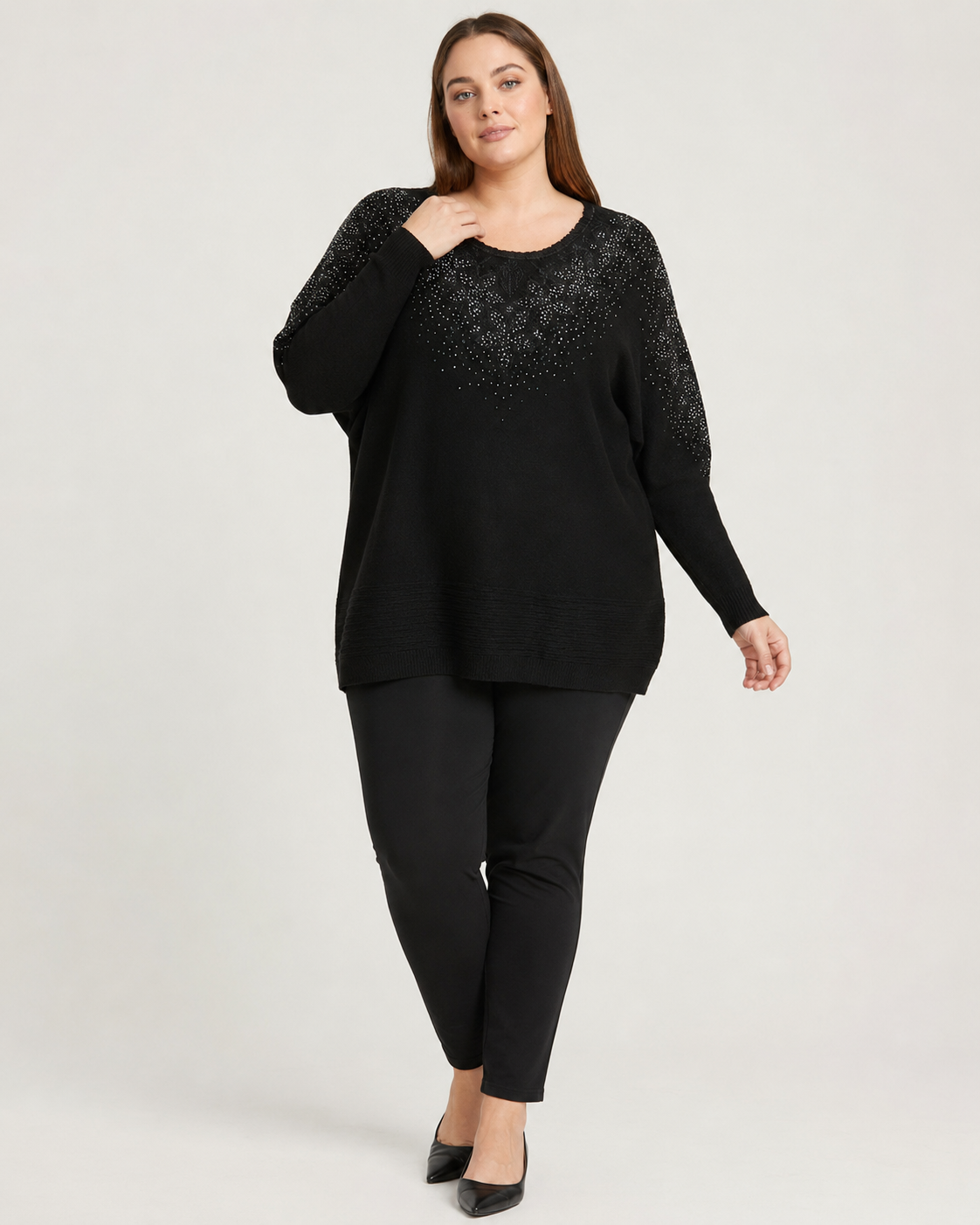 Jessica | Plus Size Embellished Knit Tunic Top