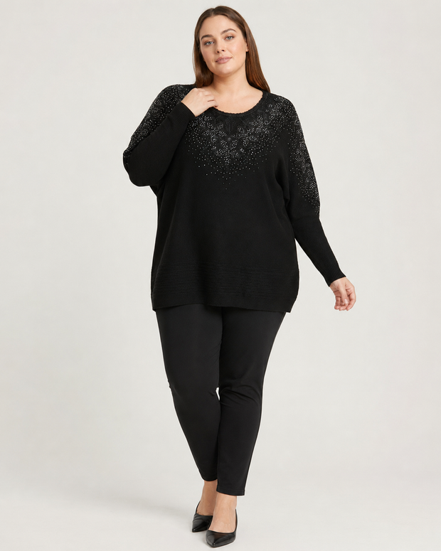 Jessica | Plus Size Embellished Knit Tunic Top