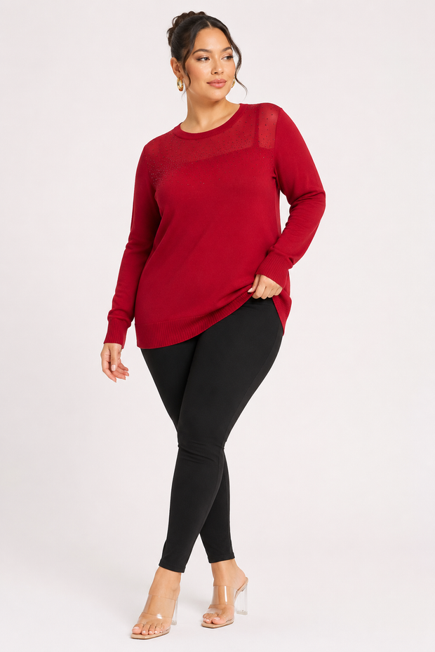 Kayla | Plus Size Round Neck Tunic Top with Shimmer Detail