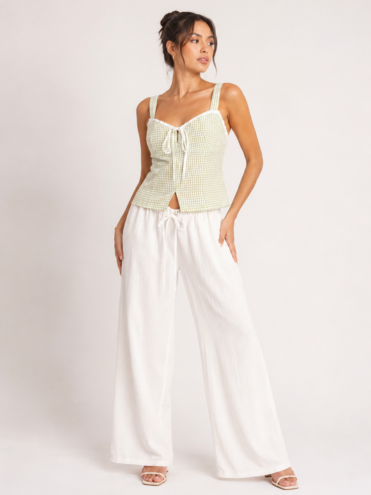 Lily | Gingham Tie Front Tank Top for Women in Sweet Casual Summer Style