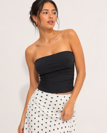 Naomi | Women’s Ruched Bandeau Top with Strapless Stretch Fit