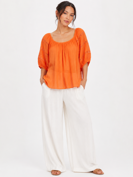 Paige | Solid Short Sleeve Blouse for Women in Casual Summer Style
