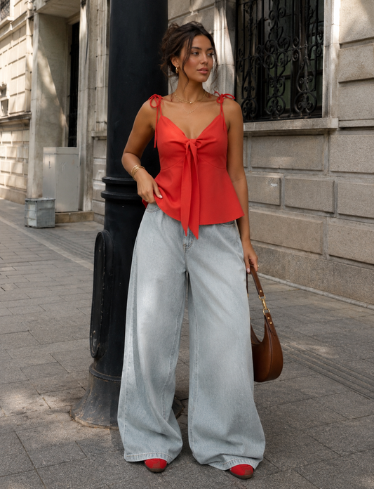 Quinn | Tie Front Spaghetti Strap Top for Women in Casual Everyday Style