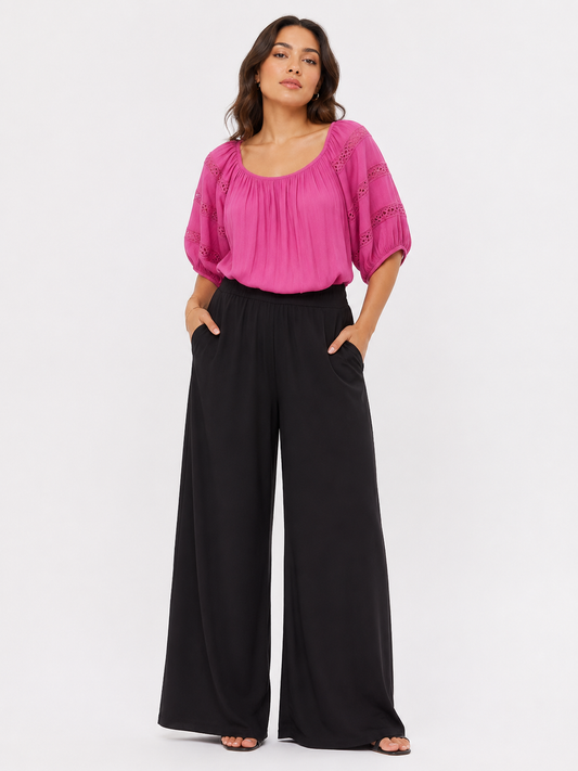 Reese | Solid Short Sleeve Blouse for Women in Relaxed Warm Weather Style