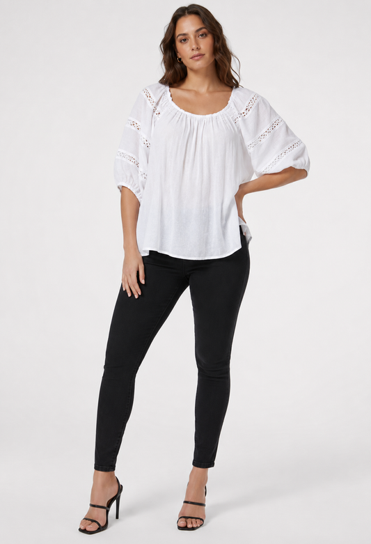 Sadie | Solid Short Sleeve Blouse for Women in Everyday Style