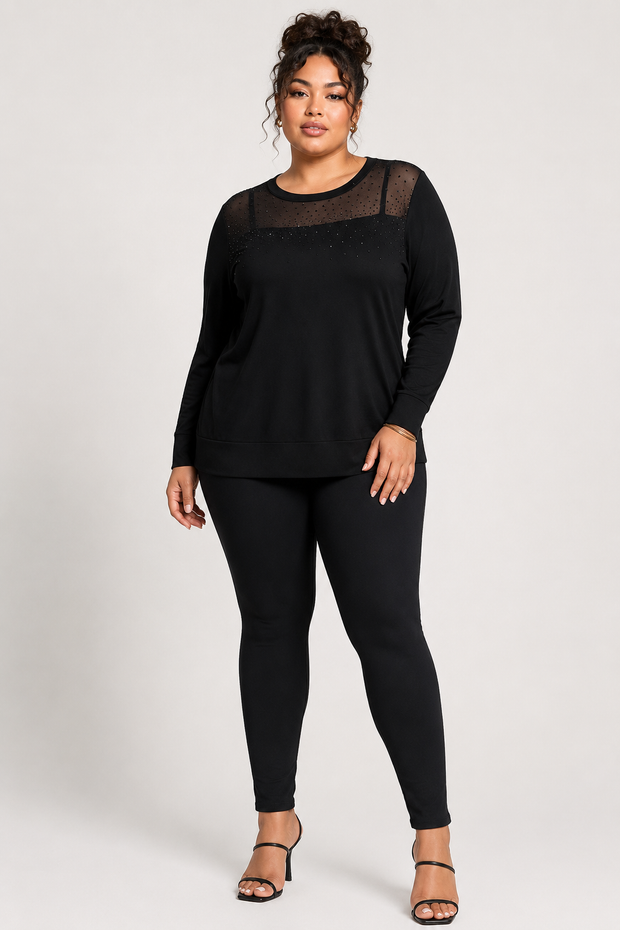 Samantha | Plus Size Knit Tunic Top with Shimmer Accents