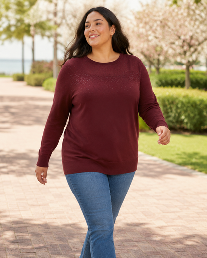 Sarah | Plus Size Shimmer Detail Knit Tunic Top