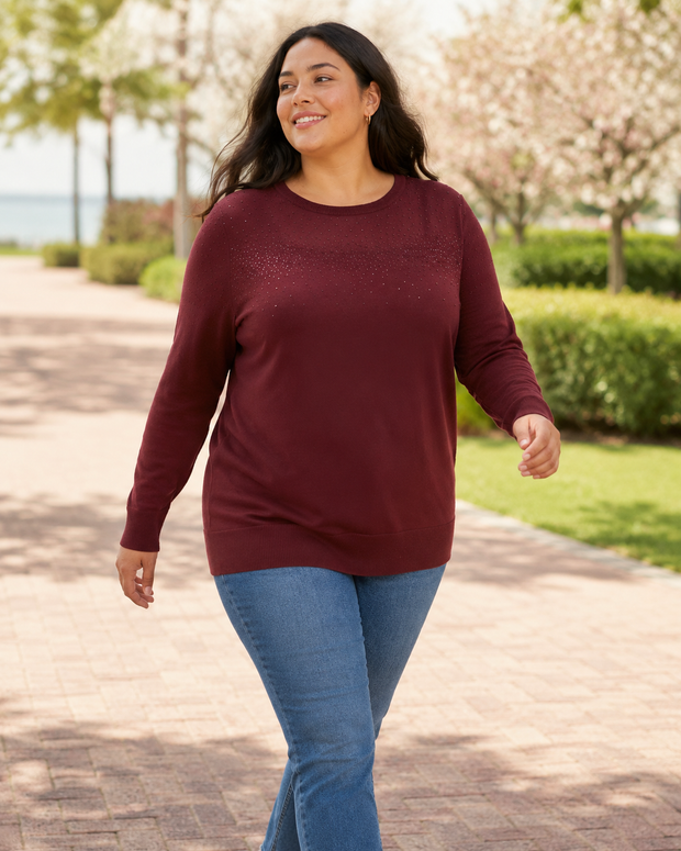 Sarah | Plus Size Shimmer Detail Knit Tunic Top