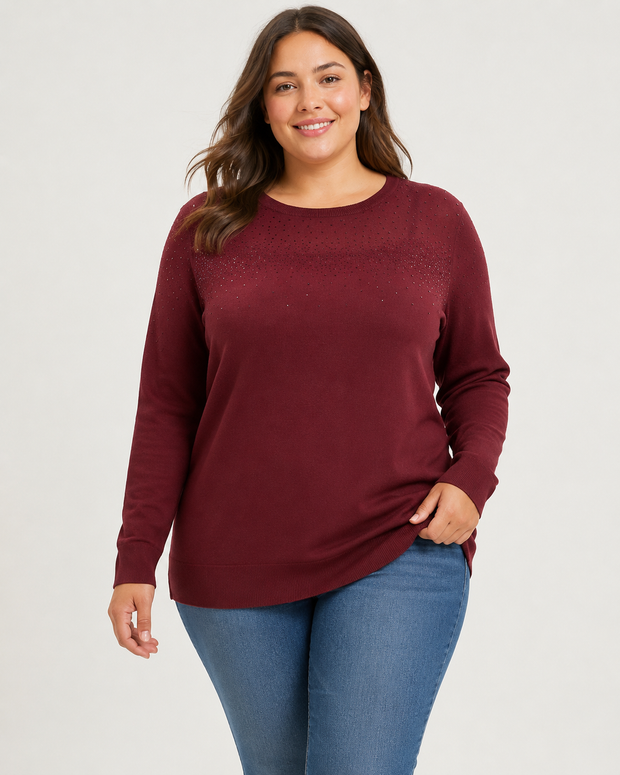 Sarah | Plus Size Shimmer Detail Knit Tunic Top