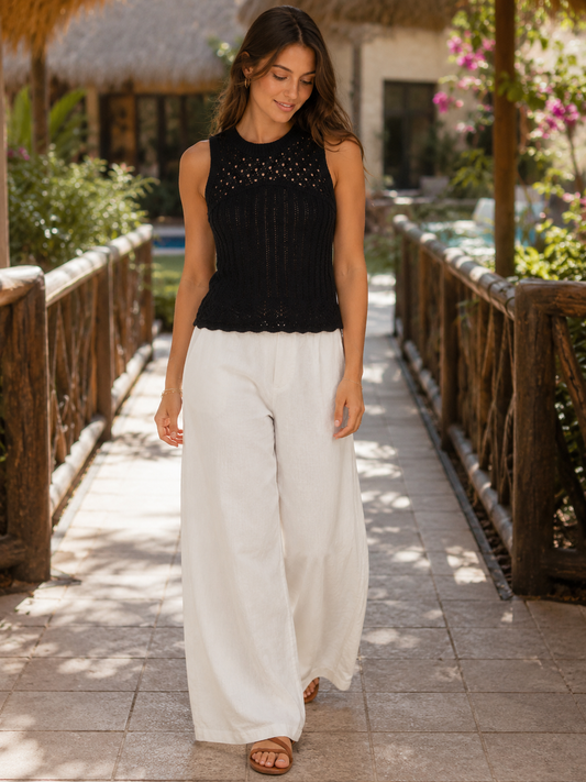 Sloane | Sleeveless Crochet Sweater Top for Women in Relaxed Summer Style