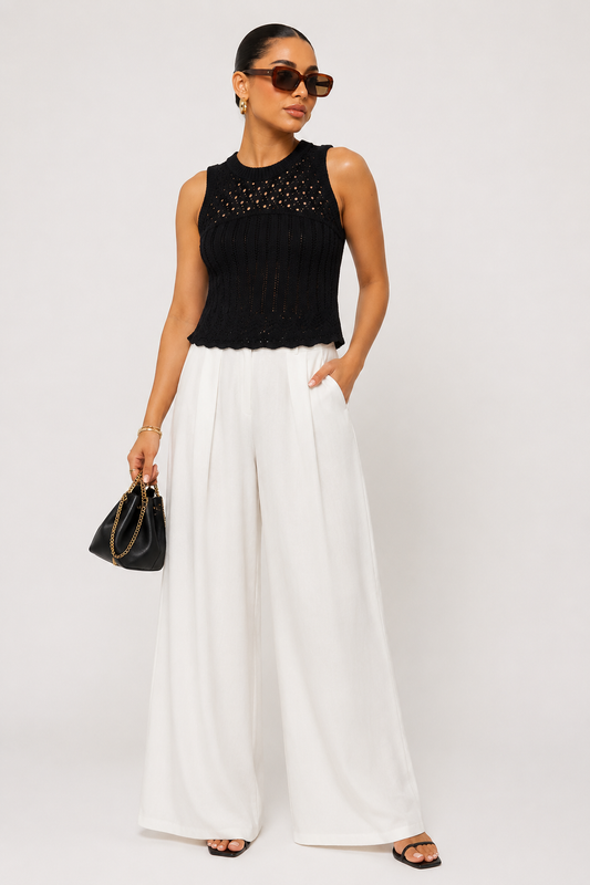 Sloane | Sleeveless Crochet Sweater Top for Women in Relaxed Summer Style
