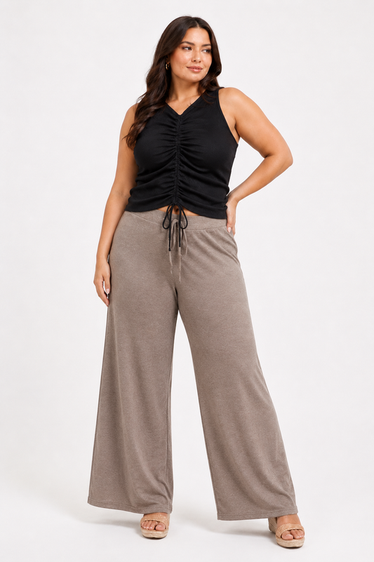 Zara | Plus Size Ribbed Sleeveless Ruched Tank Top for Women in Everyday Style